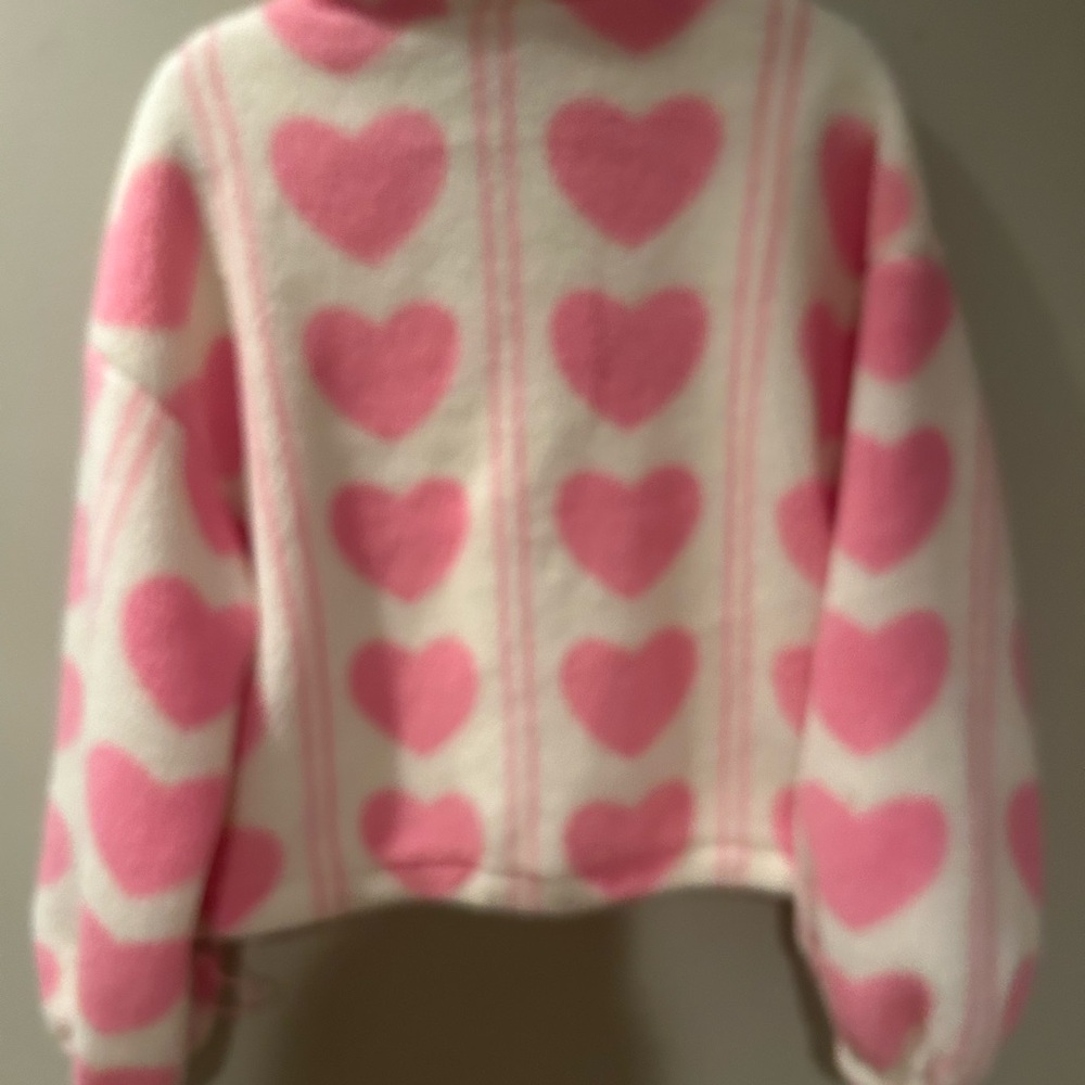 Sassy Shortcake woman’s  Heart Fleece / Sherpa jacket  - Pink & White - Picture 4 of 4